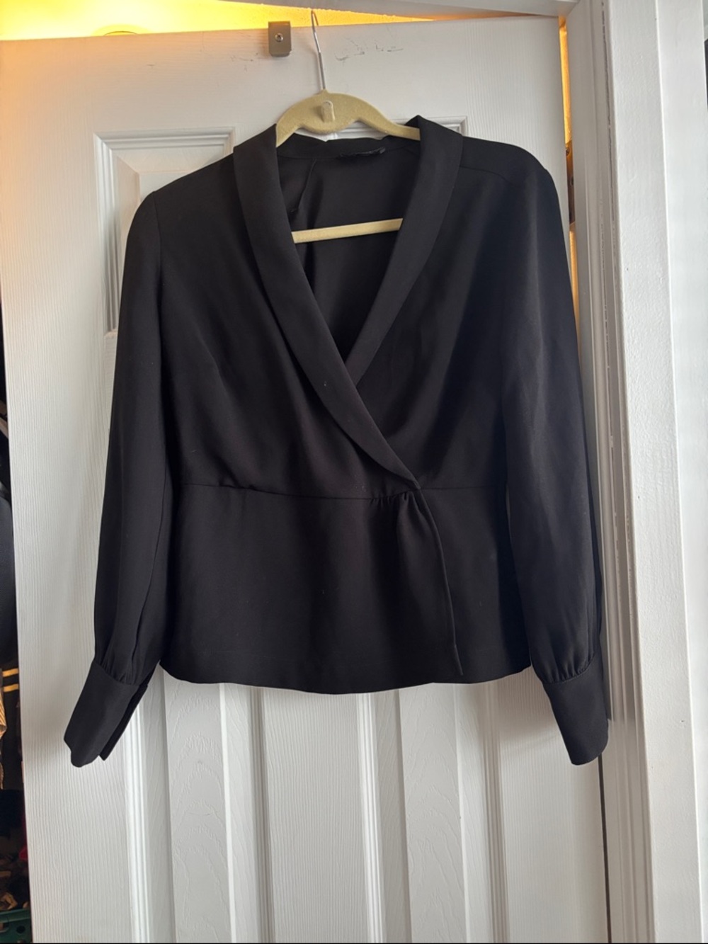 J. Crew Black Wrap-Front Blouse Sz 4